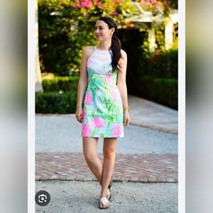 Lilly Pulitzer Pearl Shift Dress Carly cotton halter dress beachy resort size 10